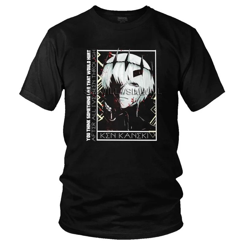 

Male Tokyo Ghoul Ken Kaneki T Shirt Short Sleeved Cotton Tshirt Cool T-shirt Designer Harajuku Anime Manga Tee Plus Size Apparel
