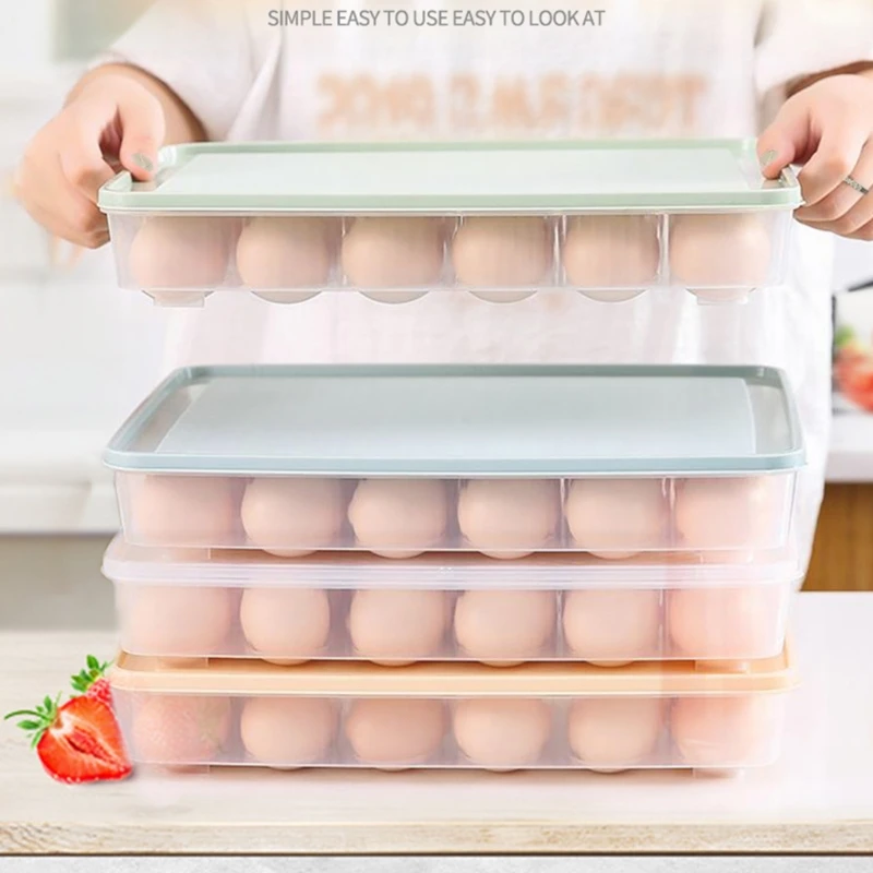 

Контейнер для хранения яиц с 24 ячейками, кухонный держатель для яиц, для холодильника, Штабелируемый контейнер для яиц, пылезащитный органа...