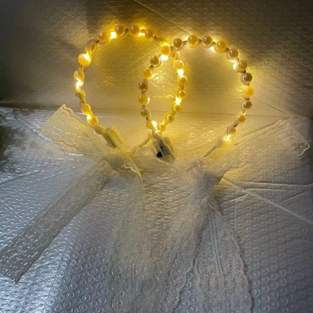 

Lace Headband Luminous Pearl Headband LED Hair Band Birthday Wedding Party Hair Accessories Hairband Gift Women Girls Headwear