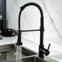 spring pullout brass matte black kitchen faucet hot cold water mixer tap faucets 360 rotation 2 functions stream sprayer nozzle