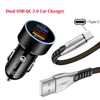 Fast Car Charger For Samsung A21 A31 A41 A51 A71 A50 A70 M21 M31 A21S Type Braided USB Cable Phone LED Display Charger