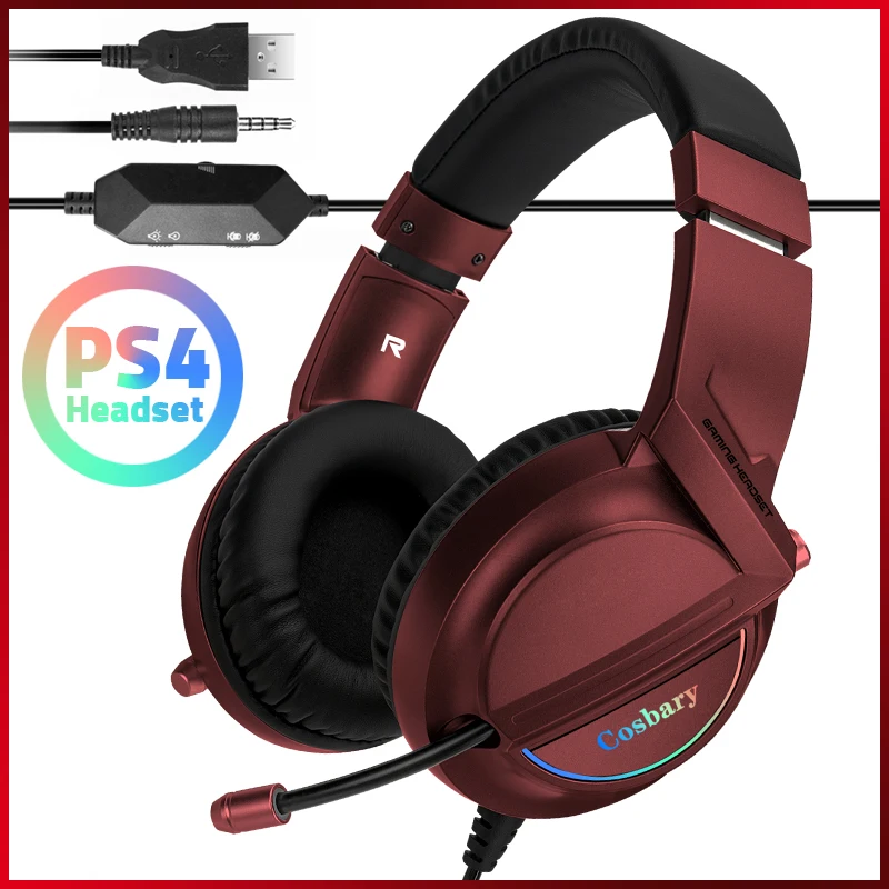 

M19 PS4 Gaming Headphones with Wire Control Stereo Bass LED Earphones Headset with Microphone for PC Xbox One/Laptop/Computer