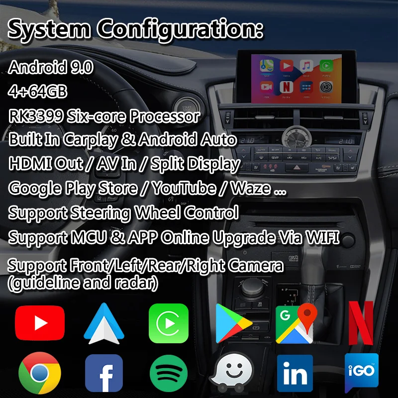 Мультимедийный видеоинтерфейс Lsailt Android Carplay для Lexus NX 300h модель 2014 2017 сенсорная