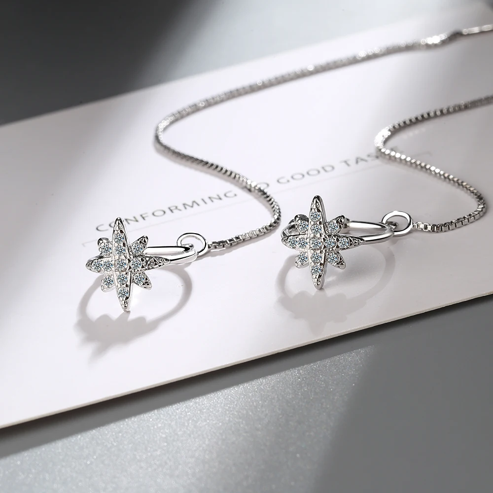

YH-ZL 925 Sterling Silver Star Ear Cuff Earrings for Women Zircon Wrap Clip on Earrings Girl Trendy Jewelry