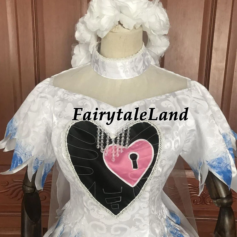 

Village Halloween parade Cosplay Costume Fancy White Outfit Fashion Show Princess Dress Custom Made