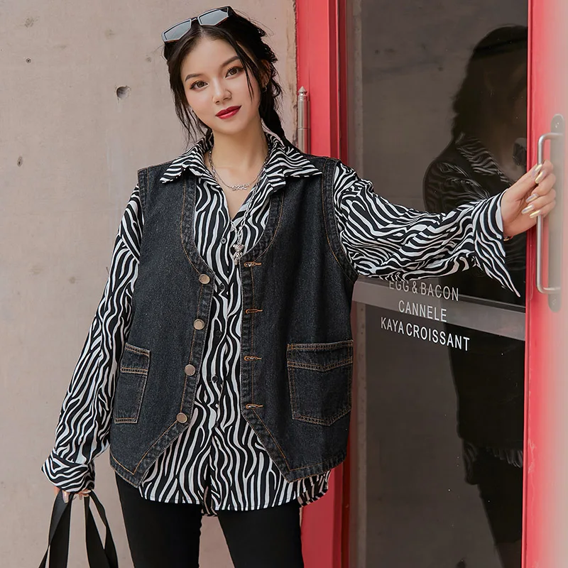 Джинсовый жилет для мужчин и женщин свободная куртка из денима пальто без