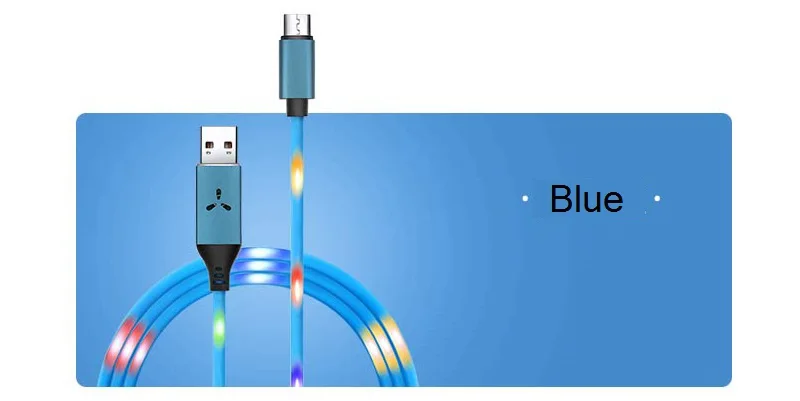 NOHON светодиодный мигающий usb-кабель для iPhone X, XS, XR, для samsung, S10, S9, быстрая зарядка, Тип C, Micro USB, шнур для передачи данных - Цвет: Blue