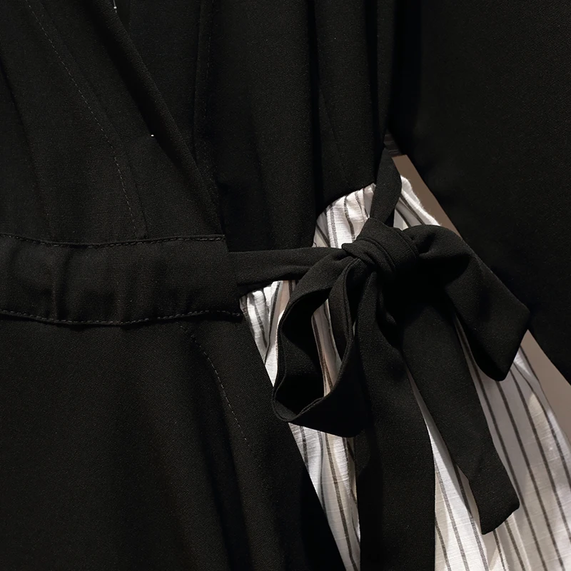 Женское винтажное платье с v-образным вырезом черное большого размера длинным