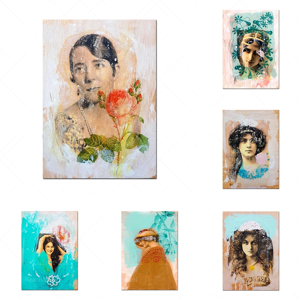 

Vintage Painted Photography Art Set-Young Queen Victoria Portrait Canvas Posters and Prints Scandinavian Living Room Wall Art Pi