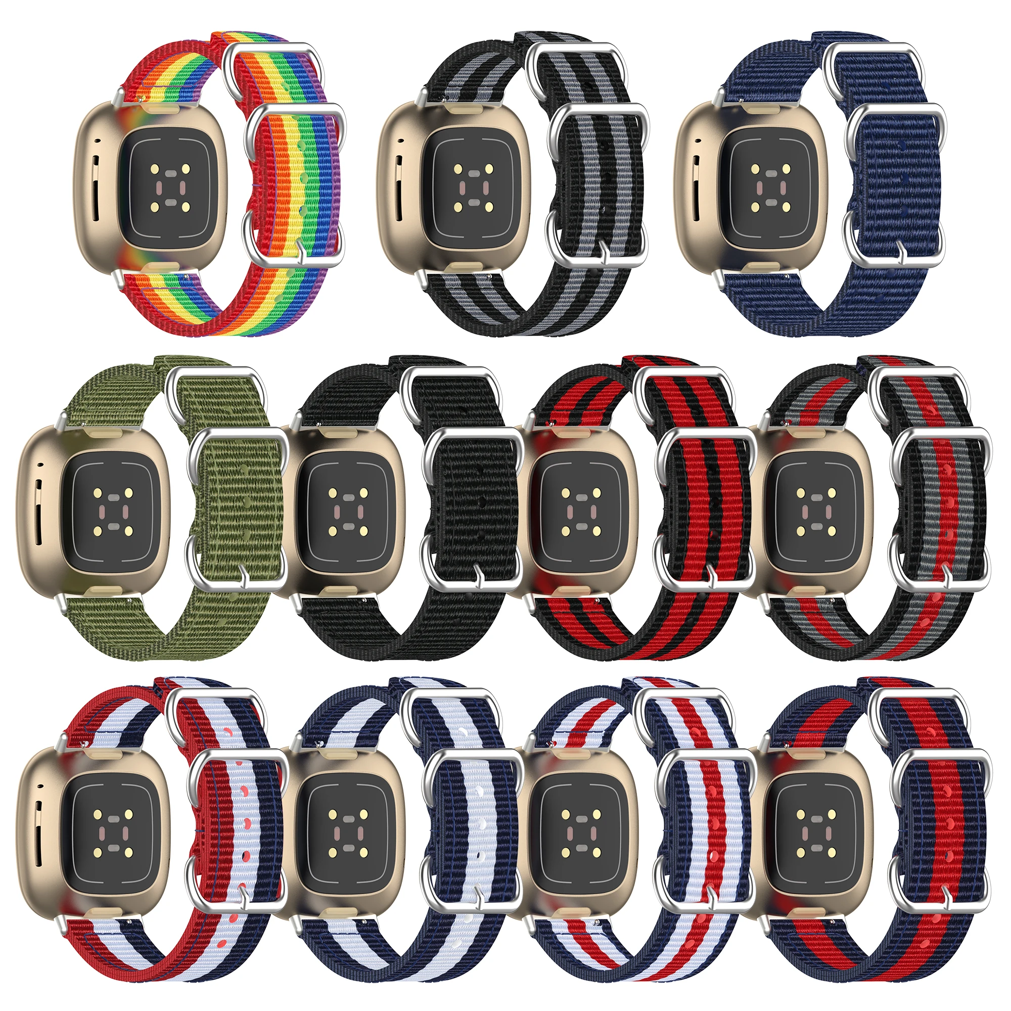 

Colorful nylon canvas watchband For fitbit versa 3 bracelet strap stripe wristband band for fitbit sense versa3 smart watch band