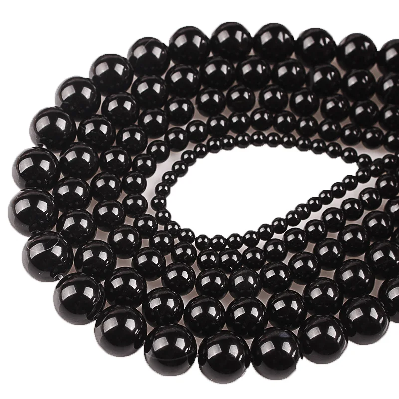Бусины из натурального агата и черного стекла оникса 4/6/8/10/12/14 мм | Украшения