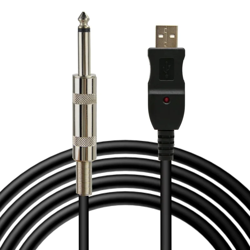 

1pcs Drop Shipping 3M Guitar Bass 1/4'' USB TO 6.35mm Jack Link Connection Instrument Cable new