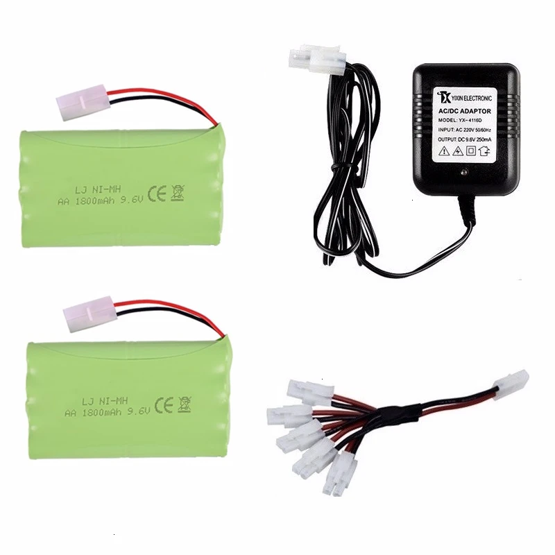 Арбузно-красный Обновленная Батарея NiMH 9,6 v 1800mah+ зарядное устройство для радиоуправляемых игрушек автомобилей танков грузовиков робот-пистолет лодка AA Ni-MH 9,6 v перезаряжаемый аккумулятор - Цвет: Арбузно-красный