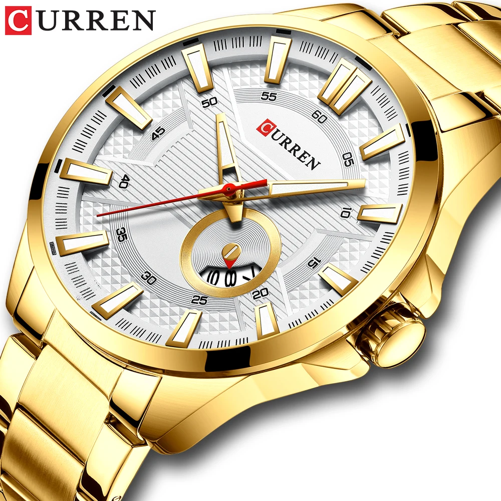 

CURREN золотые мужские часы кварцевые стильные мужские наручные часы лучший бренд класса люкс cluissc спортивные водонепроницаемые светящиеся ...
