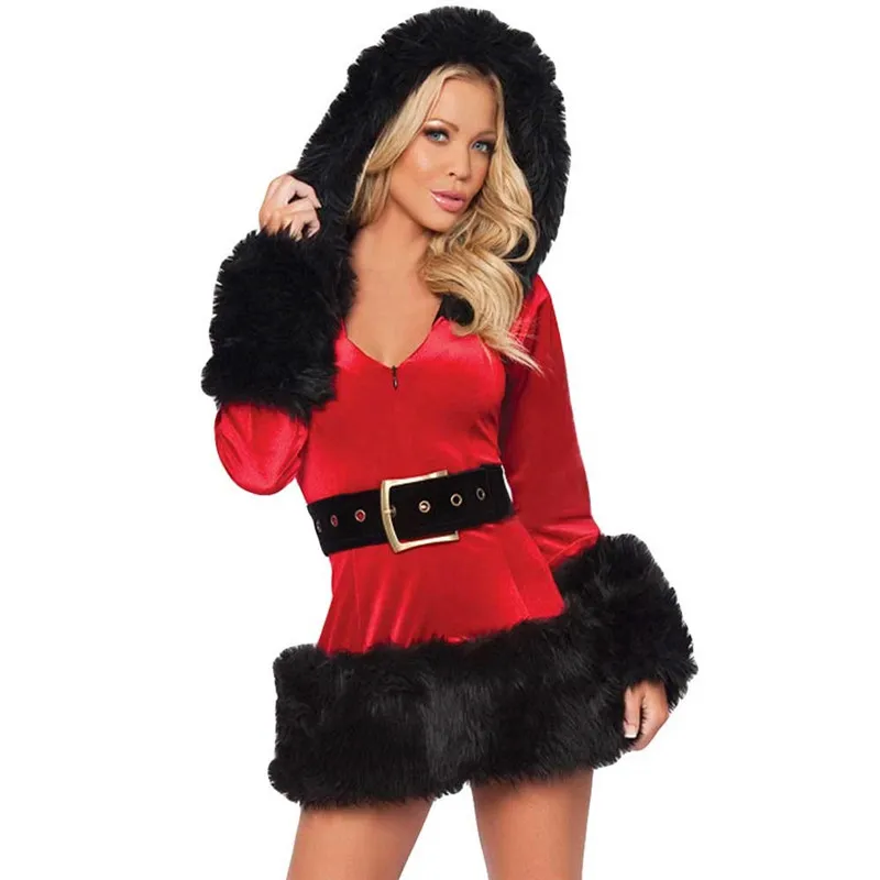 Лидер продаж 2020 Женский Рождественский костюм Санта Клауса для косплея красная