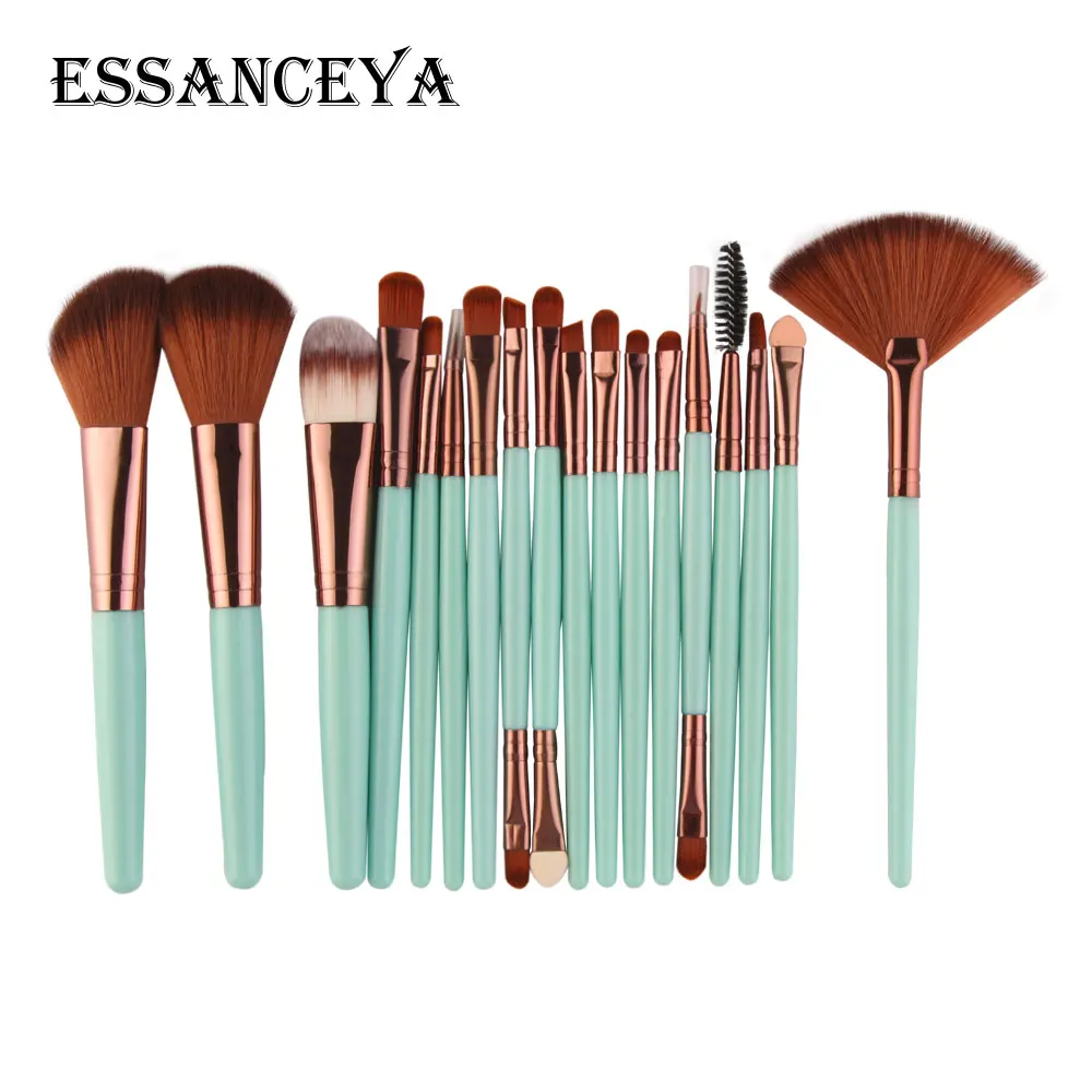 18PCS-LK ESSANCEYA 6-18 шт. набор кистей для макияжа, Тональная основа, пудра, румяна, тени для век, подводка для глаз, губ, косметический набор кистей для макияжа, инструменты - Handle Color: 18PCS-LK