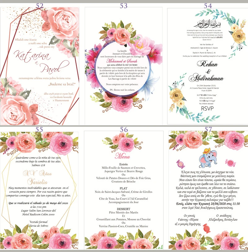 50 шт. прозрачный конверт с цветочным принтом для свадебных приглашений | Дом и сад