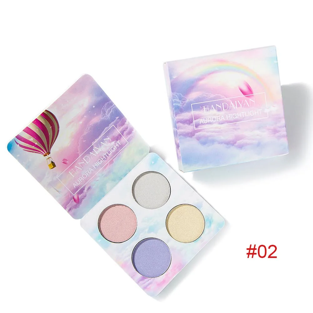 4 цвета Блеск Тени для век хайлайтер палитра Макияж лица порошок Косметика M88| |