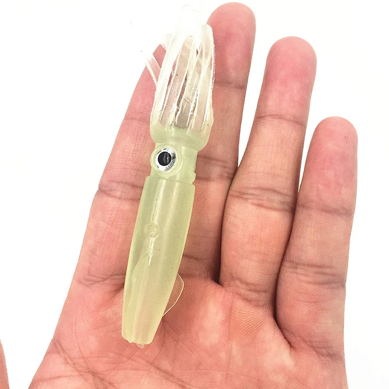 5 шт. 10 см приманки на осьминогов юбка-кальмар светящаяся в темноте соленой воде