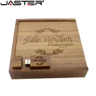 Флэш-накопитель JASTER 2,0 с бесплатным логотипом деревянный фотоальбом USB + коробка 64 Гб ореховая карта памяти 32 Гб 16 Гб фотография свадебный подарок флэш-накопитель