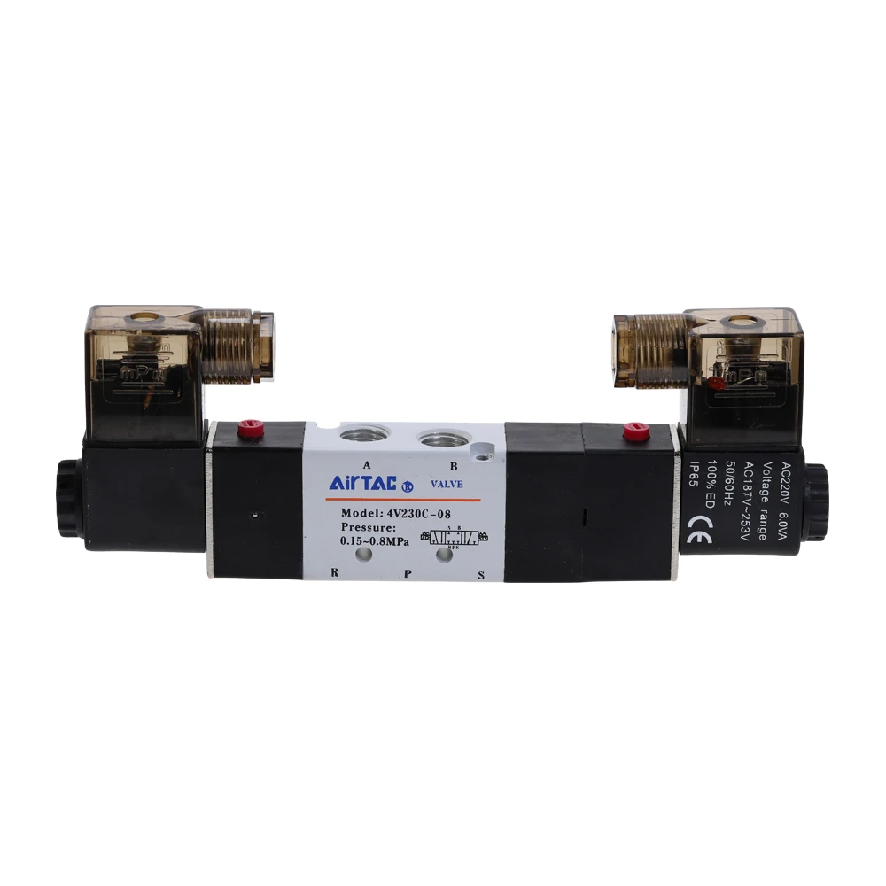 AIRTAC Пневматический электромагнитный клапан 5 Way 3 позиции 1/4 &quot4V230C 08 DC12V DC24V AC110V AC220V