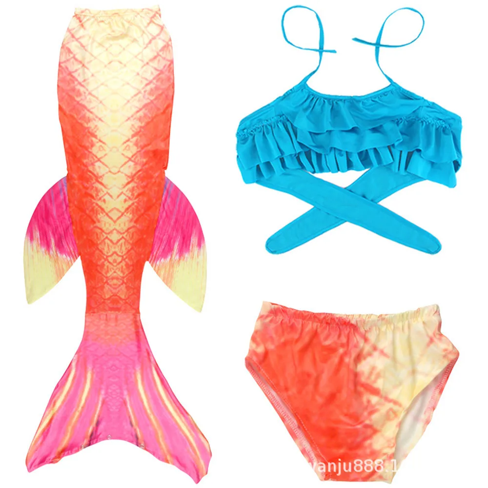 Купальный костюм для девочек с рисунком рыбы 3D хвост русалки купальник и бикини