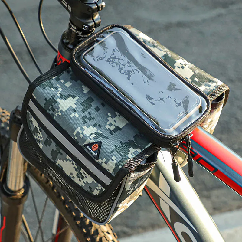 

WEST BIKING bicycle bag upper tube bag rainproof reflective touch screen mobile phone bag outdoor cycling bicycle accessories