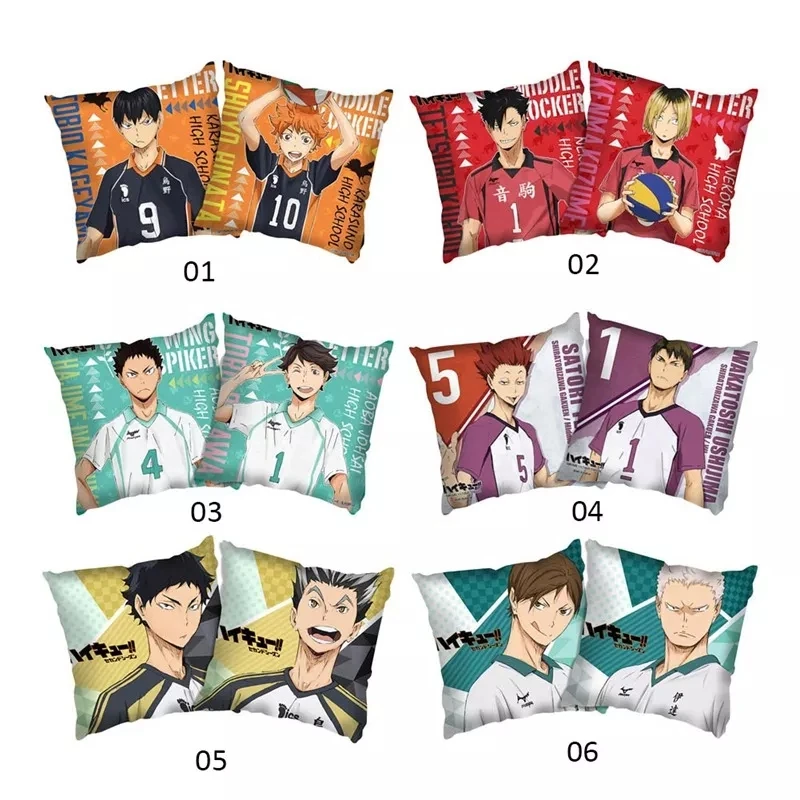 

1pcs 45x45cm Anime Haikyuu Double Picture Pillowcase Peach Skin Pillowcase Waist Pillow Polyester Throw Pillow Case Cover