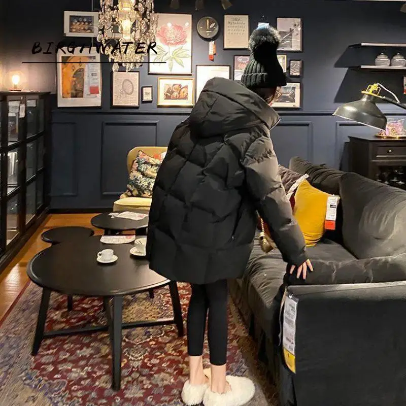 

New Korean women's cotton-padded jacket loose turtle back profile thick winter mid-length bread jacket trendy