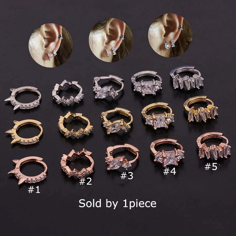 

Серьги-кольца из меди и циркония, 8 мм, 1 шт.