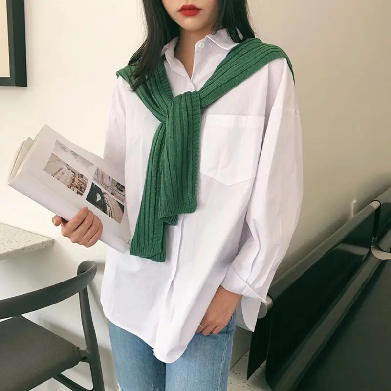 Осенняя Вязаная Шаль в рубчик для женщин и мужчин с искусственным воротником