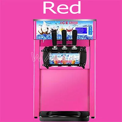 Plum red Производитель мороженого 1.8л* 2 коммерческое автоматическое йогуртное мороженое машина 3 вкуса маленькая мягкая машина для мороженого 220 В/110 В - Цвет: Plum red
