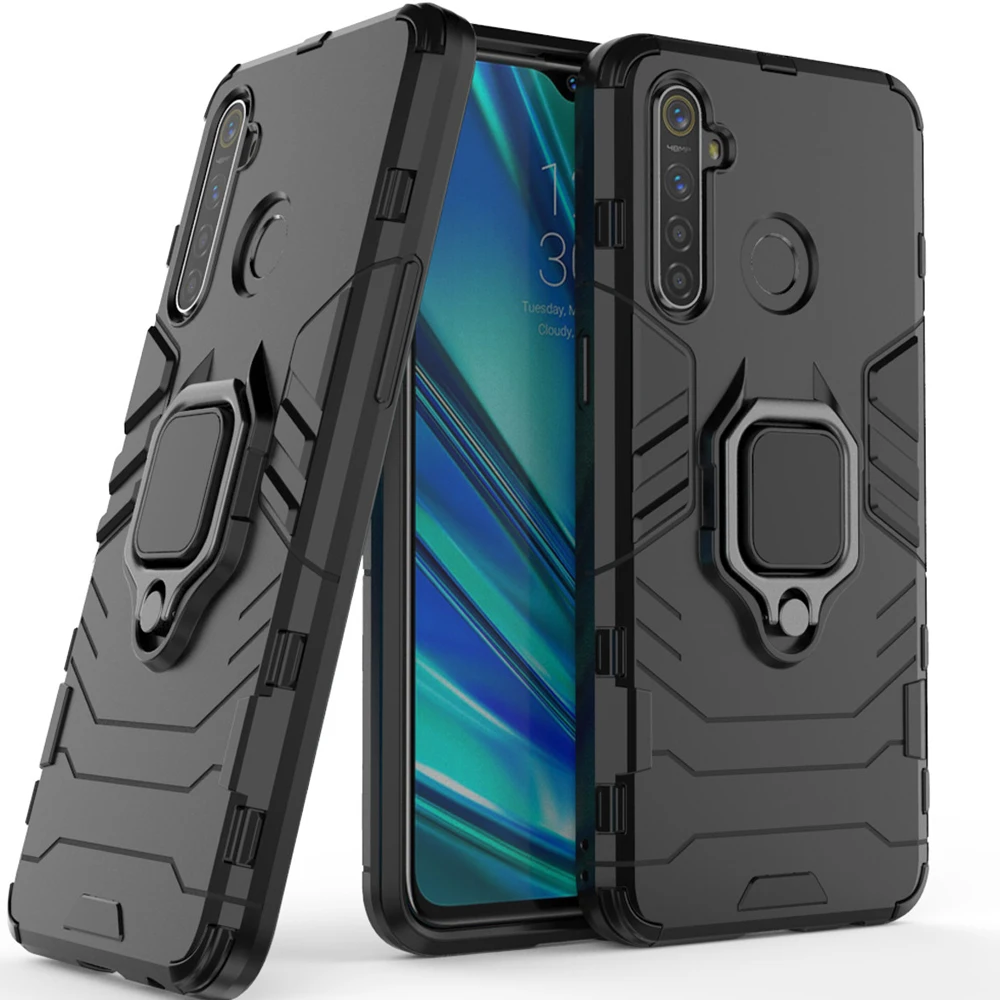 

Realme 5pro Metal Finger Ring Case For Oppo Realme 5 Pro Case Stand Luxury Hybrid Pc Silicone Car On For Realme 5 Pro Cover