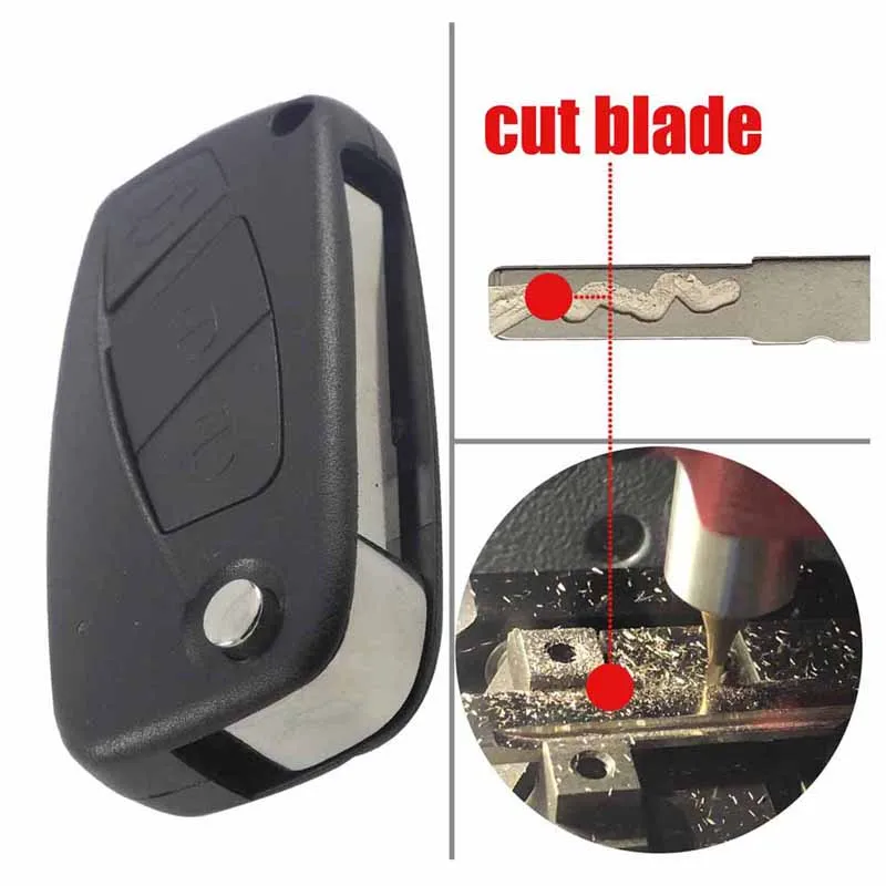jingyuqin Cut Blade 3 Buttons Flip Folding Remote Car Key Case Shell Fob for FIAT Punto Ducato Stilo Panda Idea Doblo Bravo