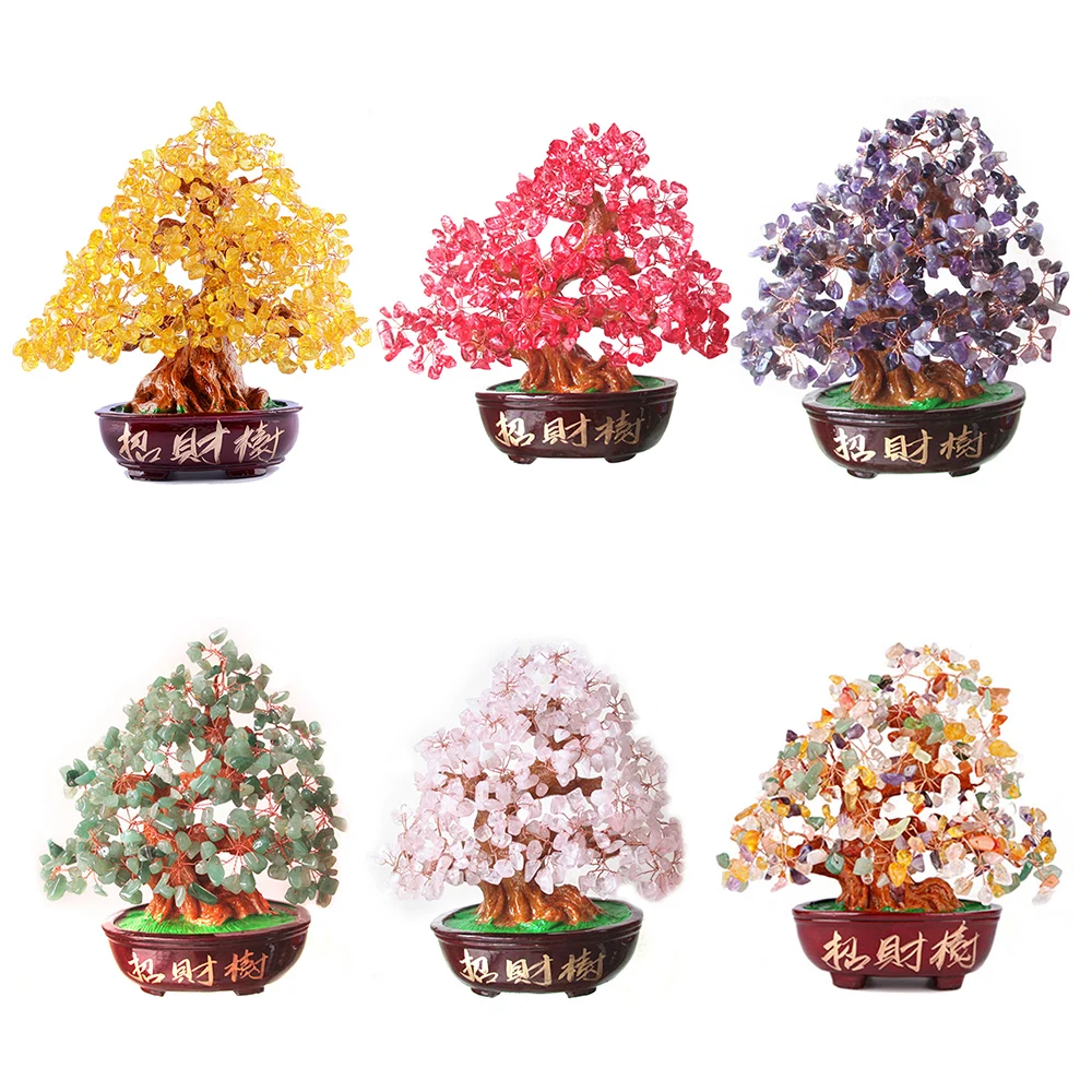 С украшением в виде кристаллов Lucky деньги Фортуна дерево китайский золотой Офис