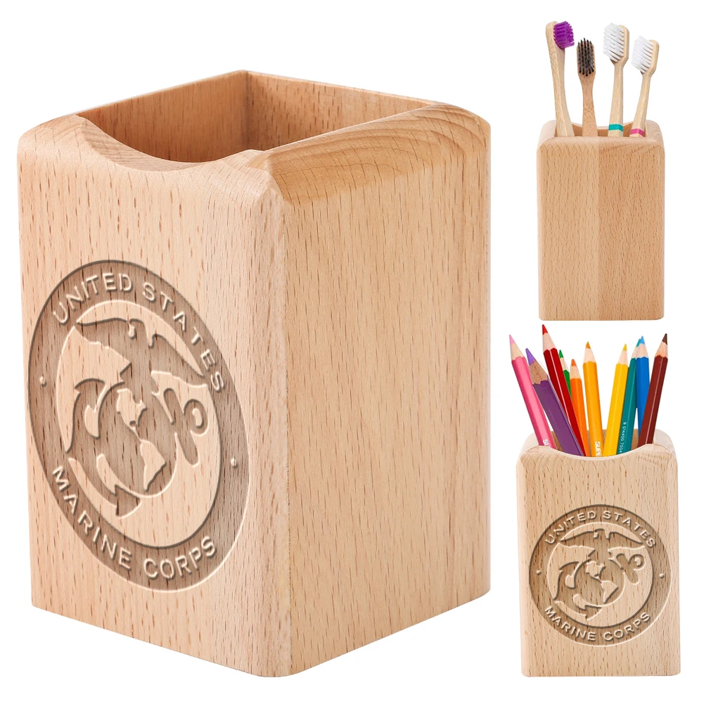 

Pen Holder UNITED STATES MARINE CORPS Logo Moisture-Proof Wooden Family Office Dormitory Sort Out Tools Storage Pencial Box