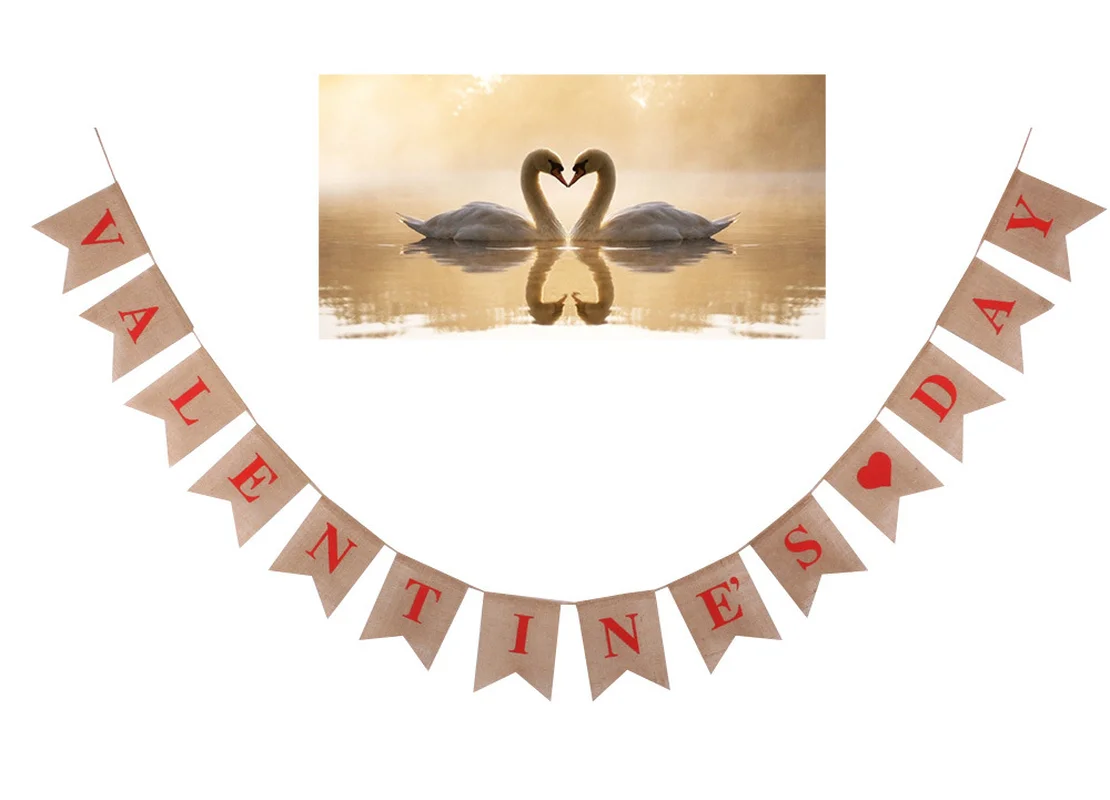 Надпись на День святого Валентина флажки баннер украшение в виде сердца