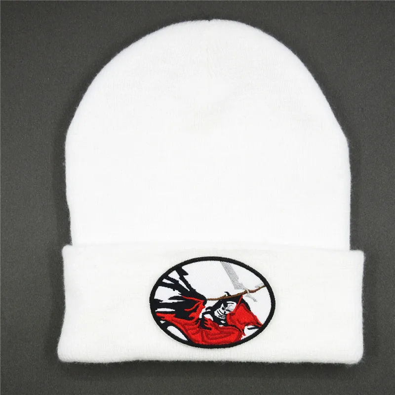 

Geometric skull embroidery Thicken knitted hat winter warm hat Skullies cap beanie hat for kid men women 371