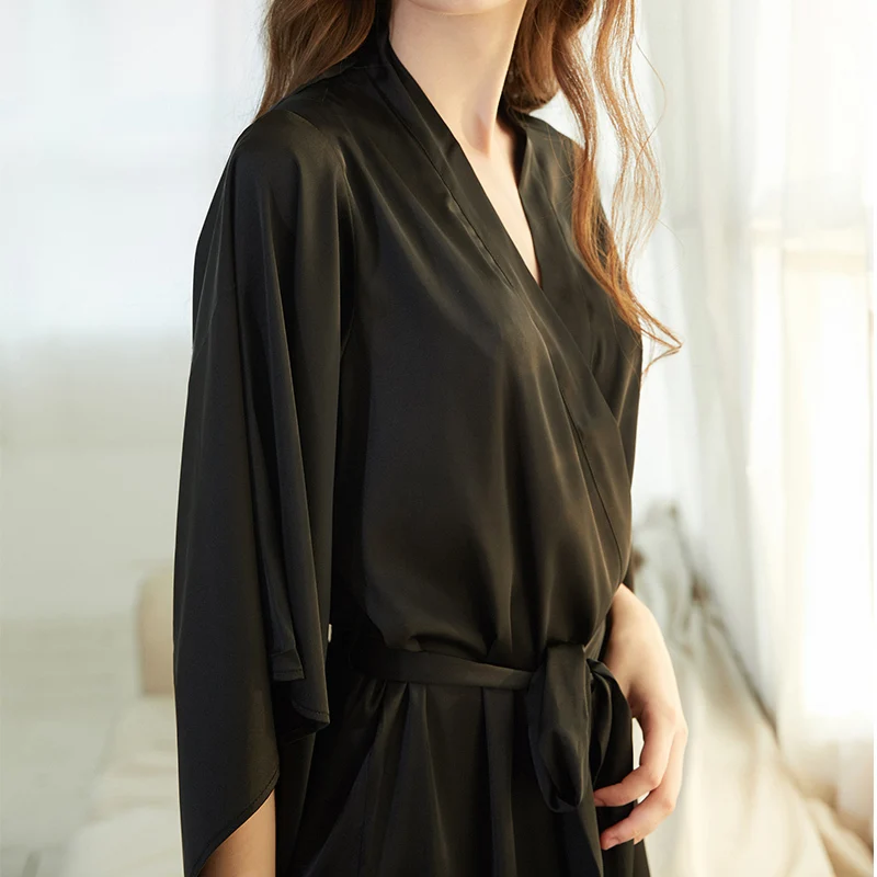 Женское шелковое кимоно BALALOUM желтая ночная рубашка Свадебные вечерние банные