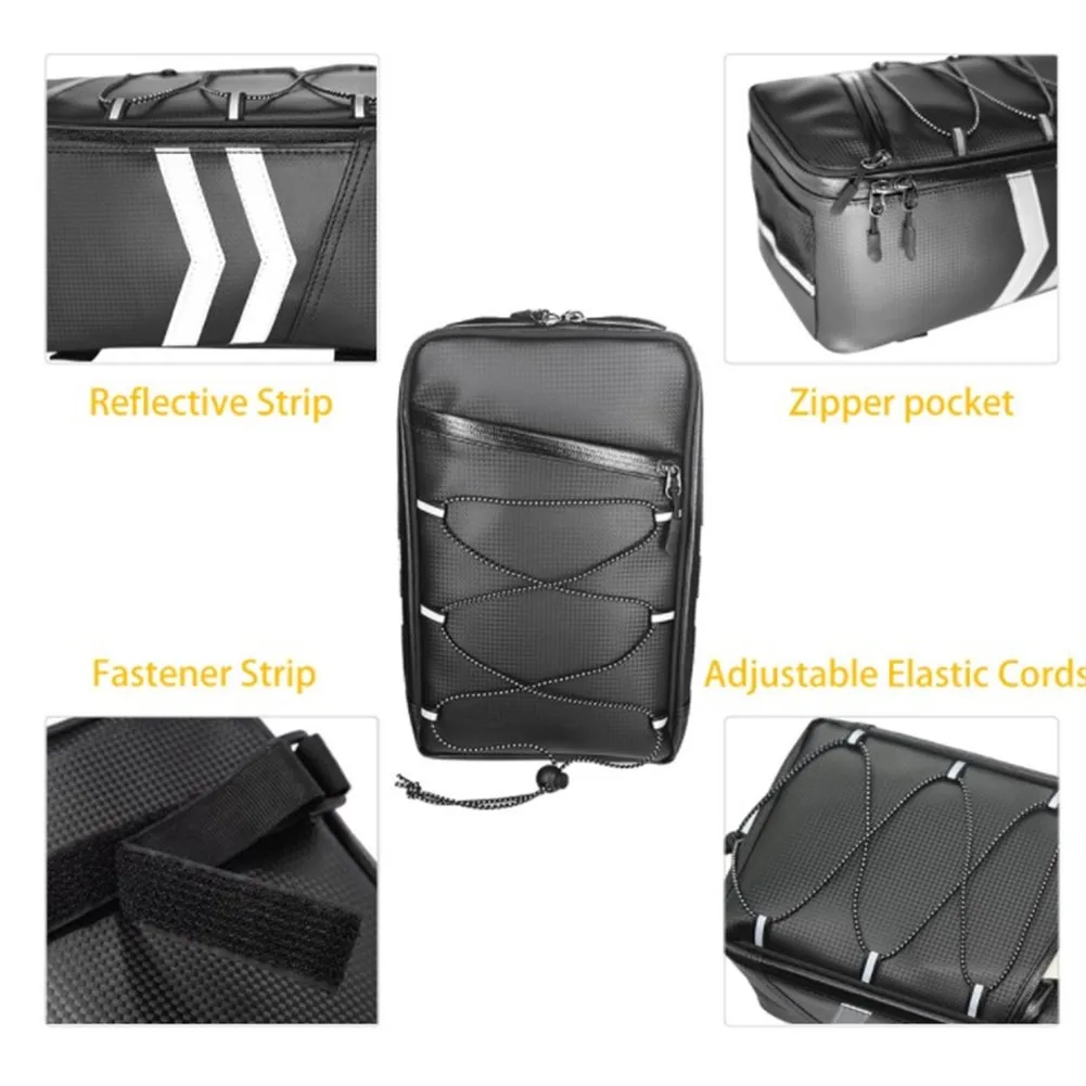 

Large Capacity Bicycle Bag Waterproof Bike Cycles Rear Rack Trunk Bag Pannier PU Leather Motorcycle Tool Tail Bag Durable