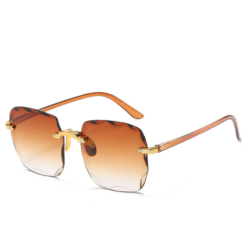 

2021 Square Rimless Sunglasses Women Luxury Brand Designer Summer Red Glasses Fashion Sun Glasses Men UV400 Driver Goggles