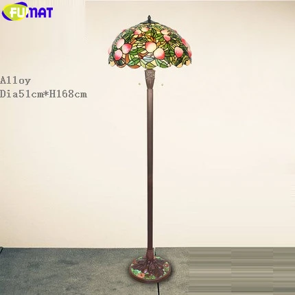 Alloy Peach Торшер FUMAT Tiffany, 20 дюймов, Витраж, яблоко, роза, виноград, цветок, рисунок, медная рамка, светильник, домашний декор, мозаика - Цвет абажура: Alloy Peach