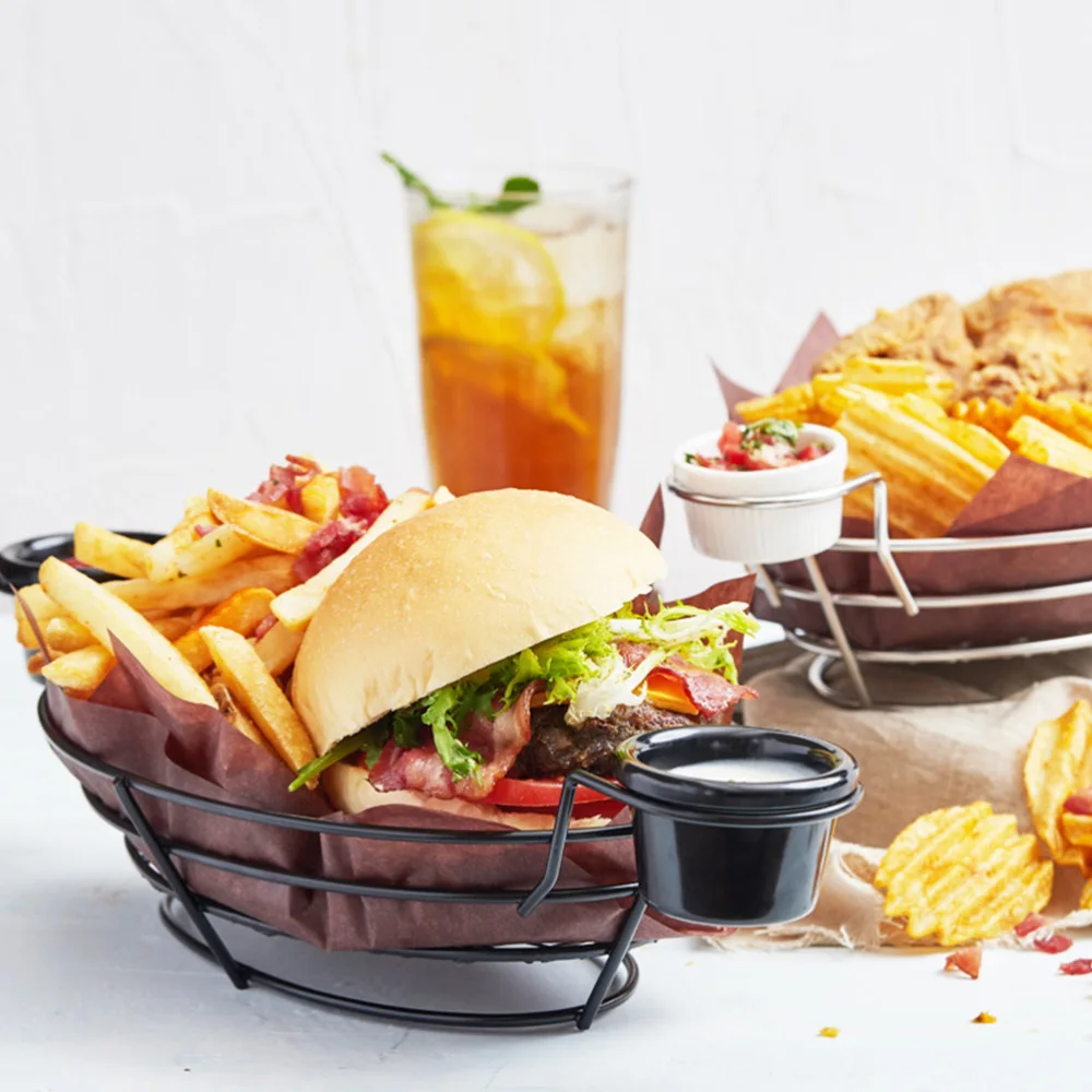 

1pc Stainless Steel French Fries Basket American Style Wire Basket Black