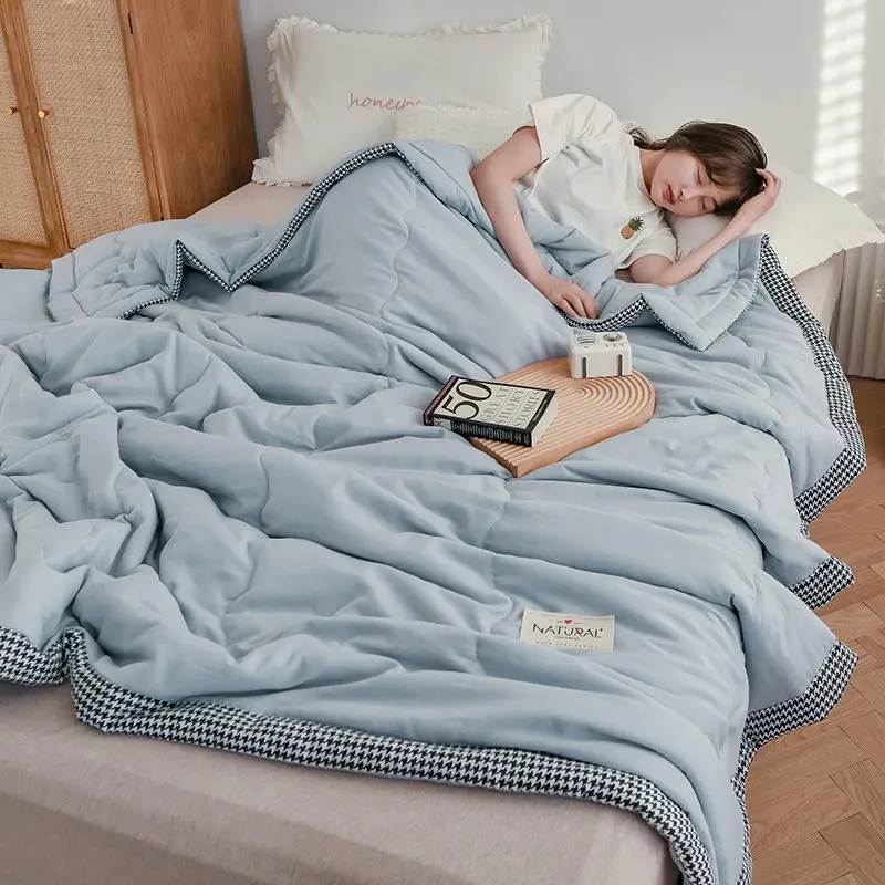 

Washed cotton summer cool quilt air conditioning quilt summer thin children's quilt dormitory machine washable quilt comforter
