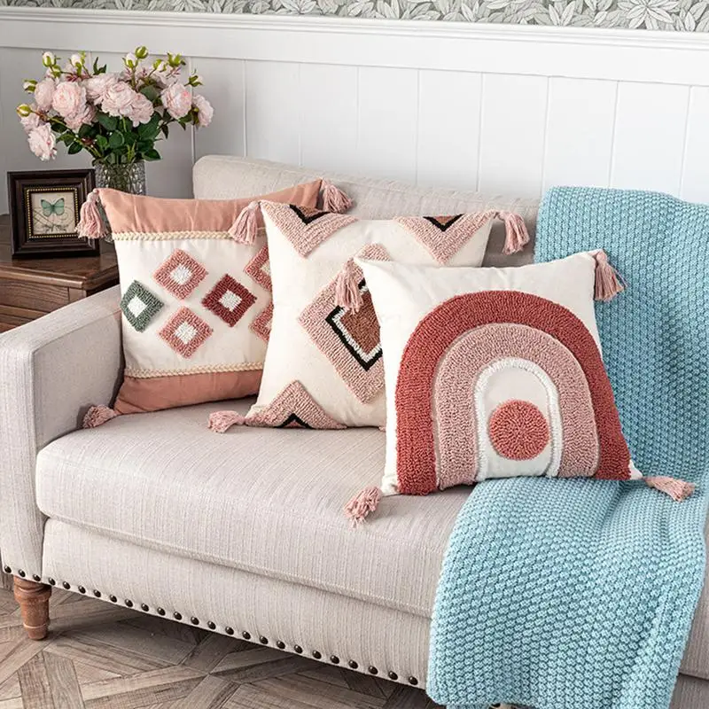 

New bohemian style small fresh loop velvet pillowcase home decoration living room bedroom waist pillowcase 45x45cm/30x50cm