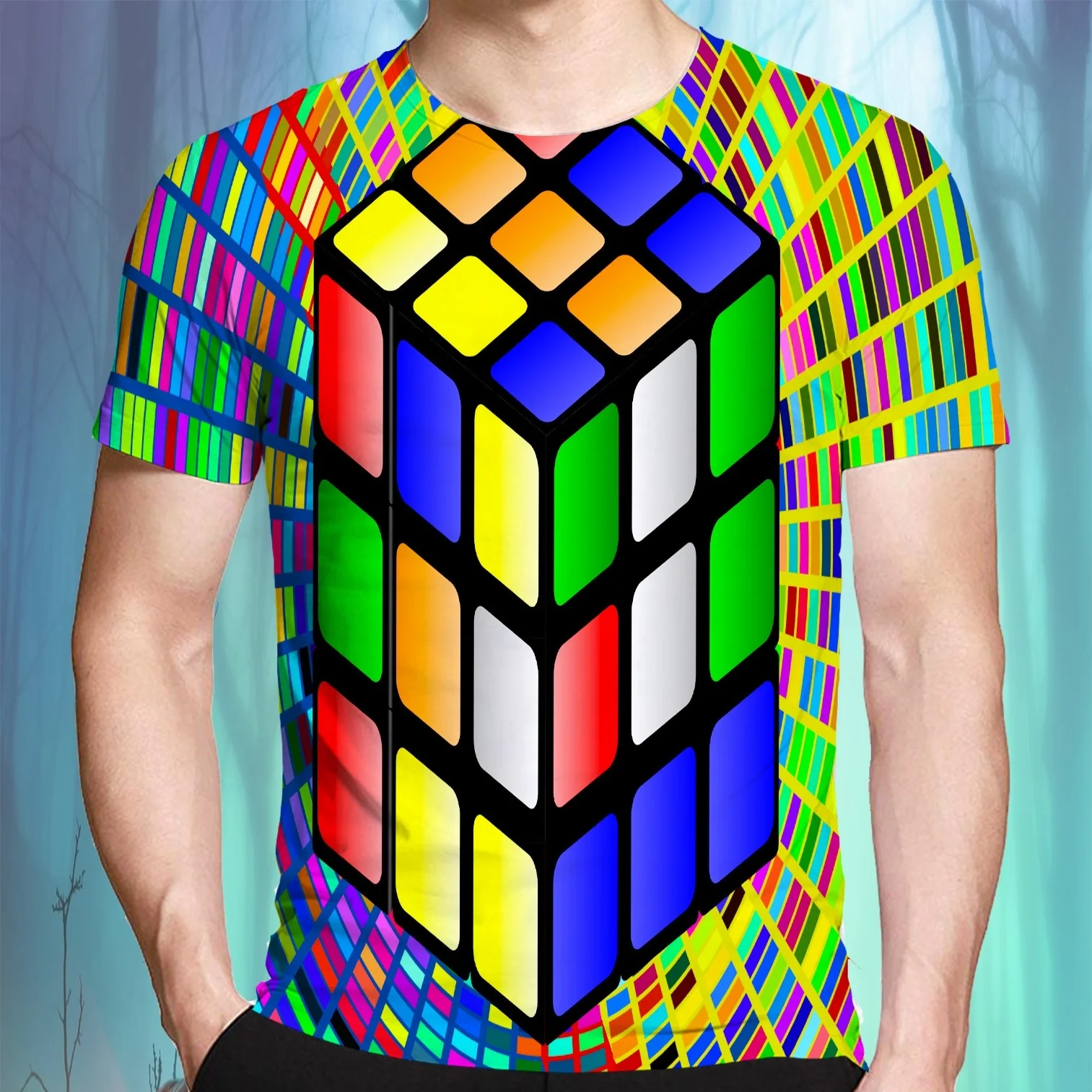 Мужские модные Забавные футболки с 3D принтом красочные головокружительные
