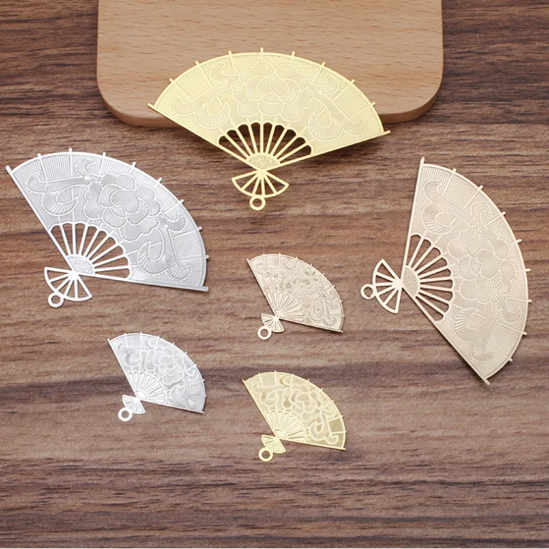 5pcs 26x35/48x59mm Gold Color Plated Brass Fan-shaped Charms Pendant High Quality Diy Hand Made Jewelry Accessories Wholesale