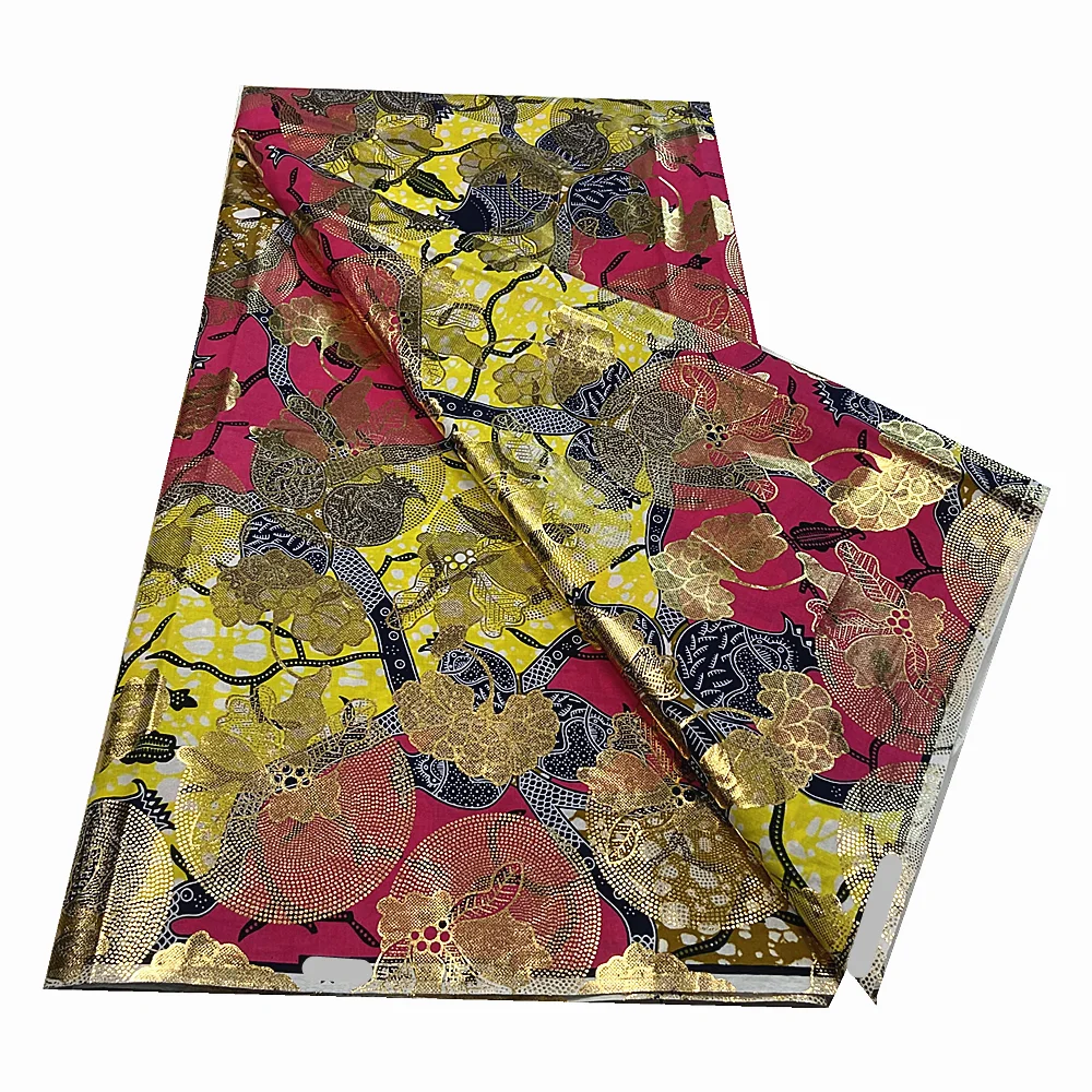 

New Arrivial Wholesale Price Best African Golden Wax Fabric High Quality Nigeria Golden Ankara Prints Wax Materials 6 Yards/A9-6