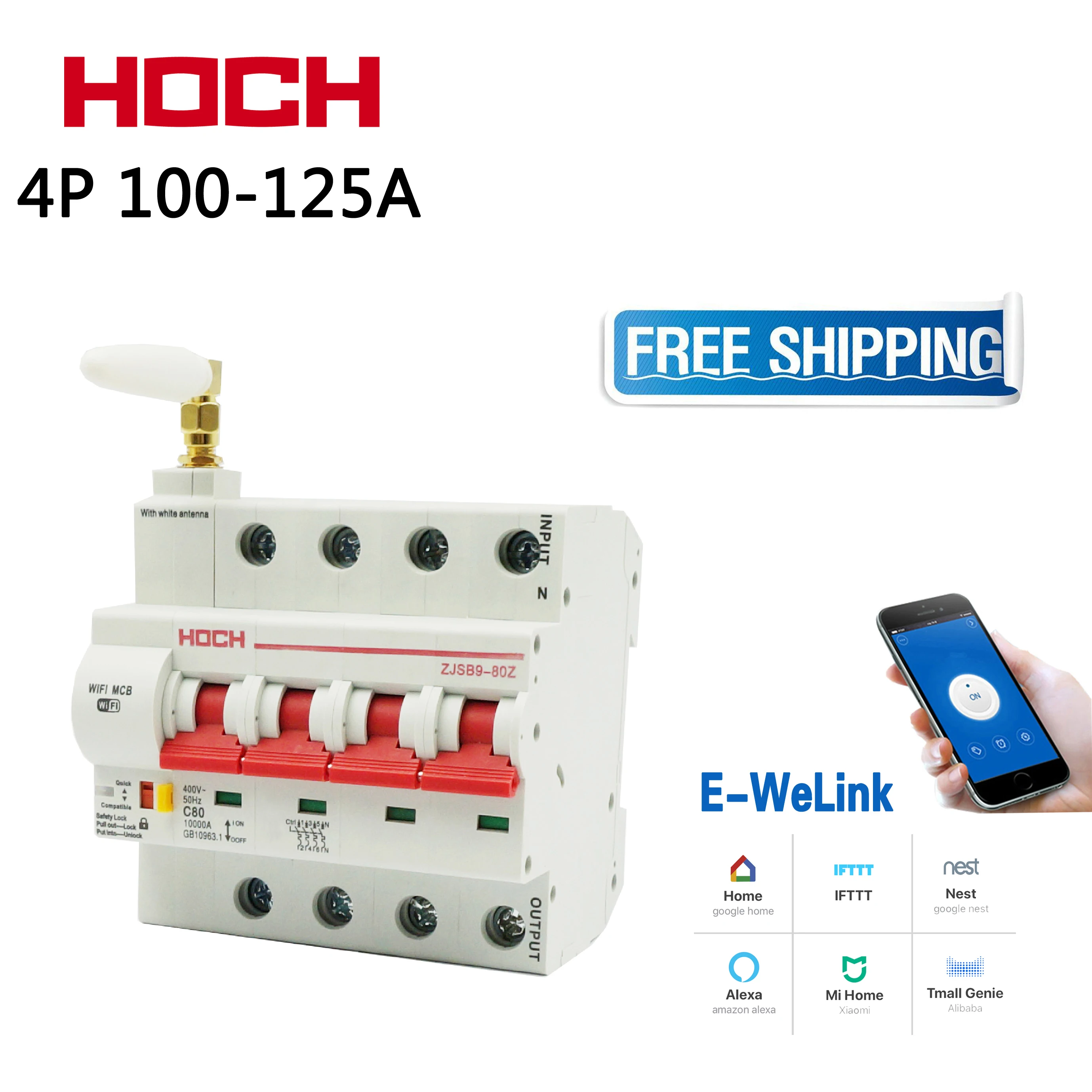 HOCH ZJSB9 80Z WIFI автоматический выключатель 4P таймер дистанционное управление Ewelink