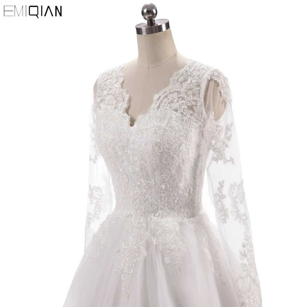 Vestido de noiva винтажные Свадебные платья без спинки с v-образным вырезом и кружевной аппликацией, свадебные платья с длинными рукавами